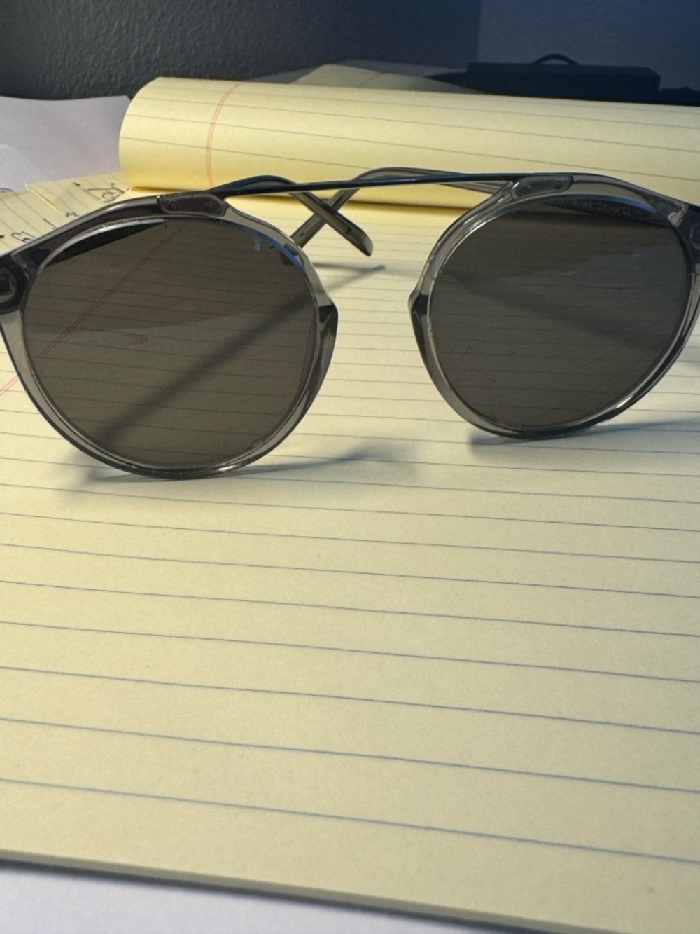 Warby Parker Round Transparent Gray Frames with Dark Smoke Lenses